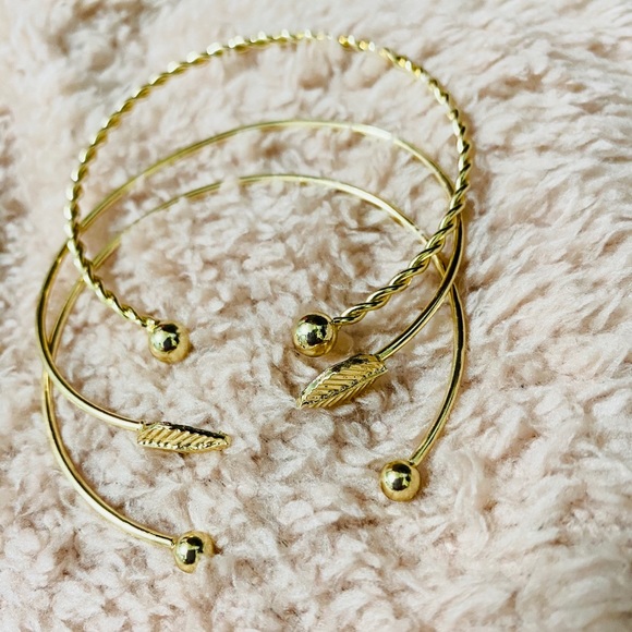 3pc Leaf and Twist Cuff Bracelet - Picture 3 of 3
